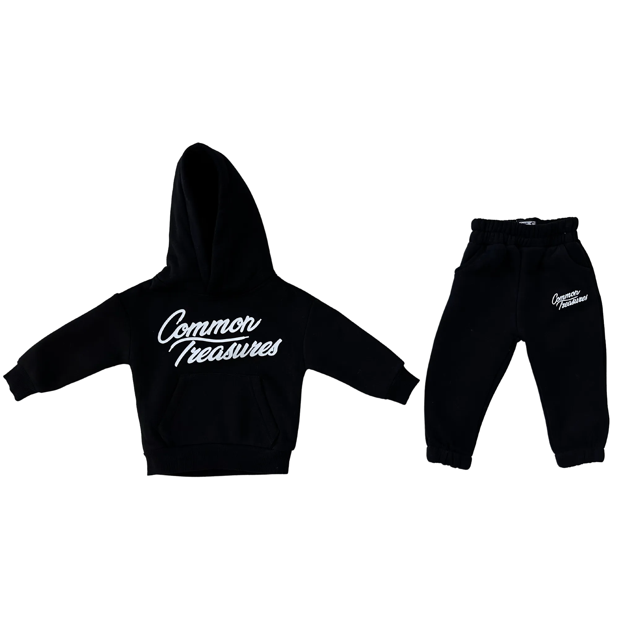 Little Kids Hoodie + Jogger (2-Piece) Set - Black