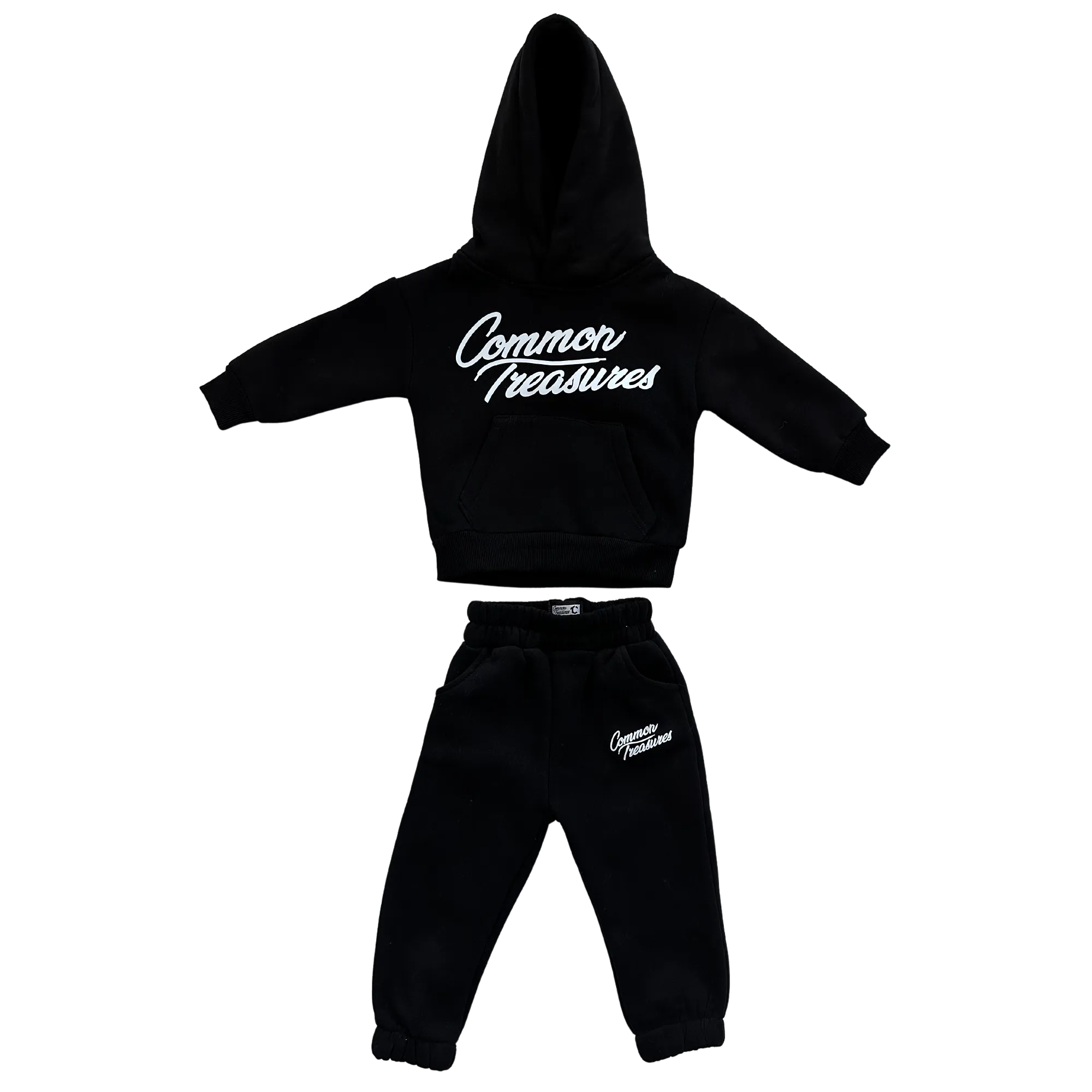 Little Kids Hoodie + Jogger (2-Piece) Set - Black