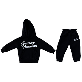 Little Kids Hoodie + Jogger (2-Piece) Set - Black