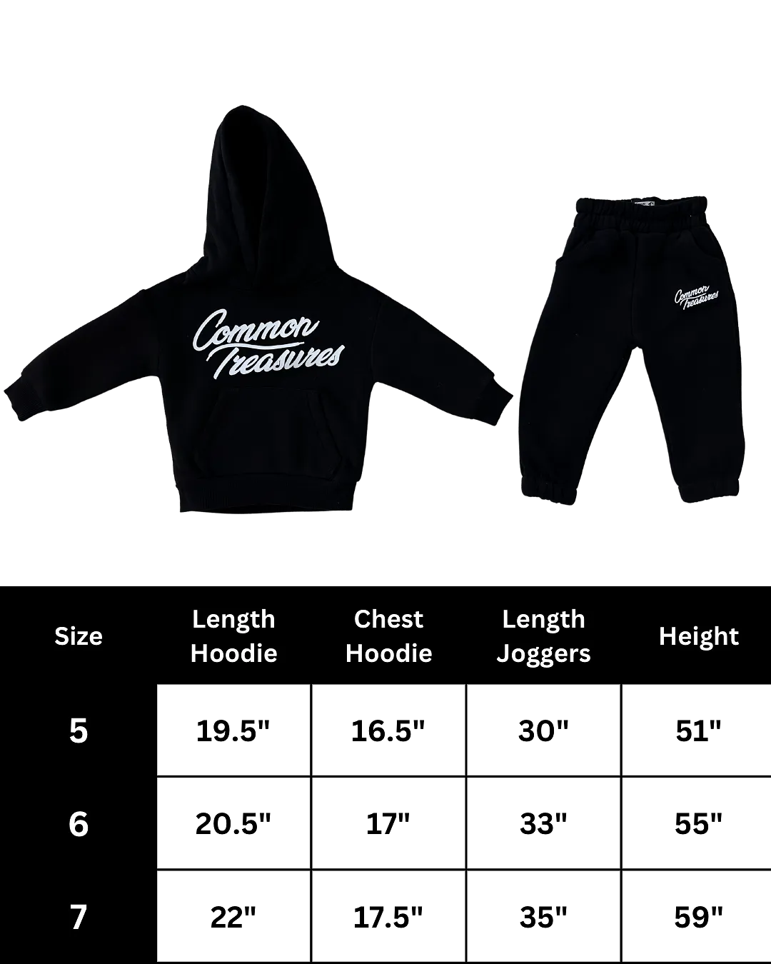 Little Kids Hoodie + Jogger (2-Piece) Set - Black