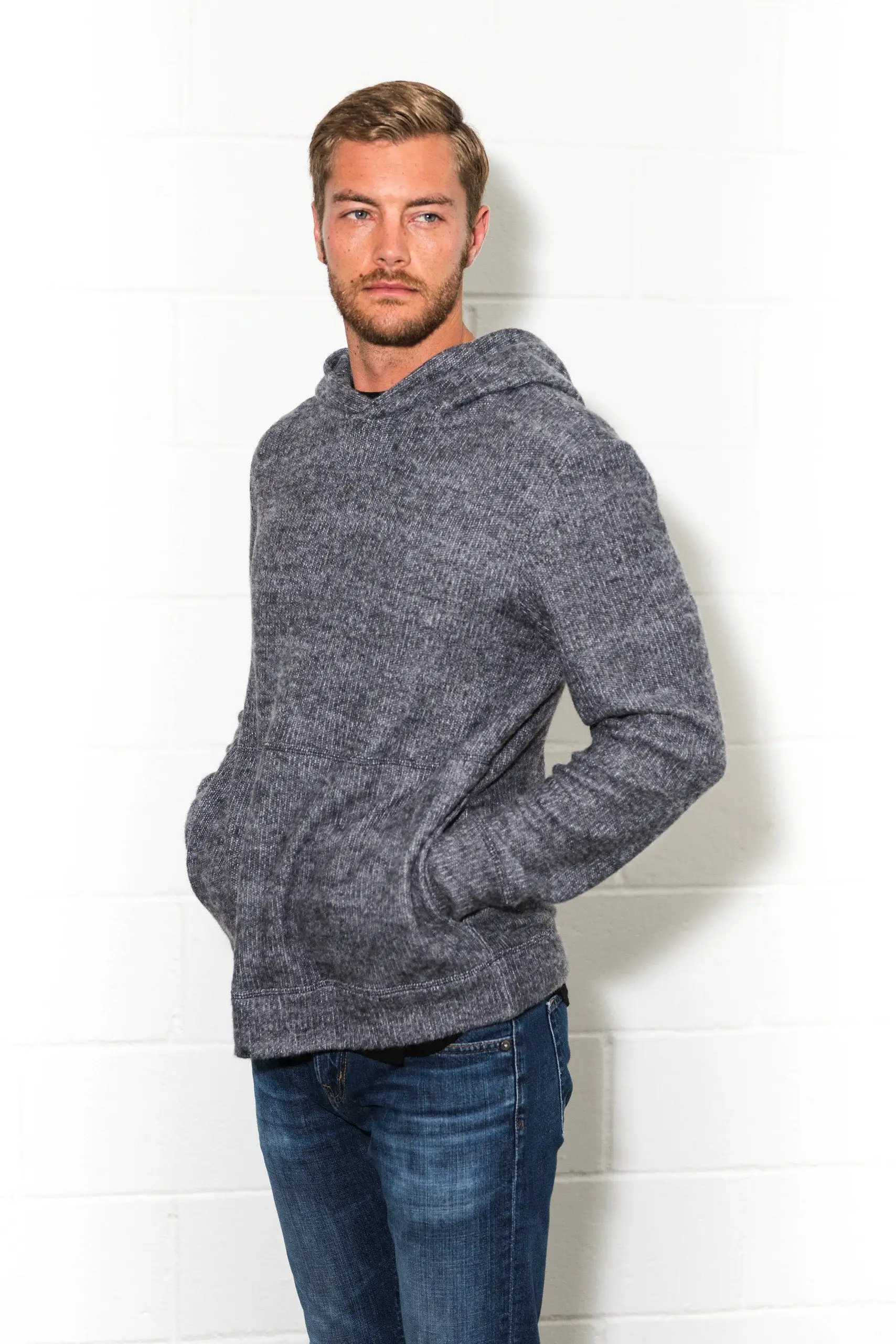 Men's Soft Knit Melange Pullover Hoodie