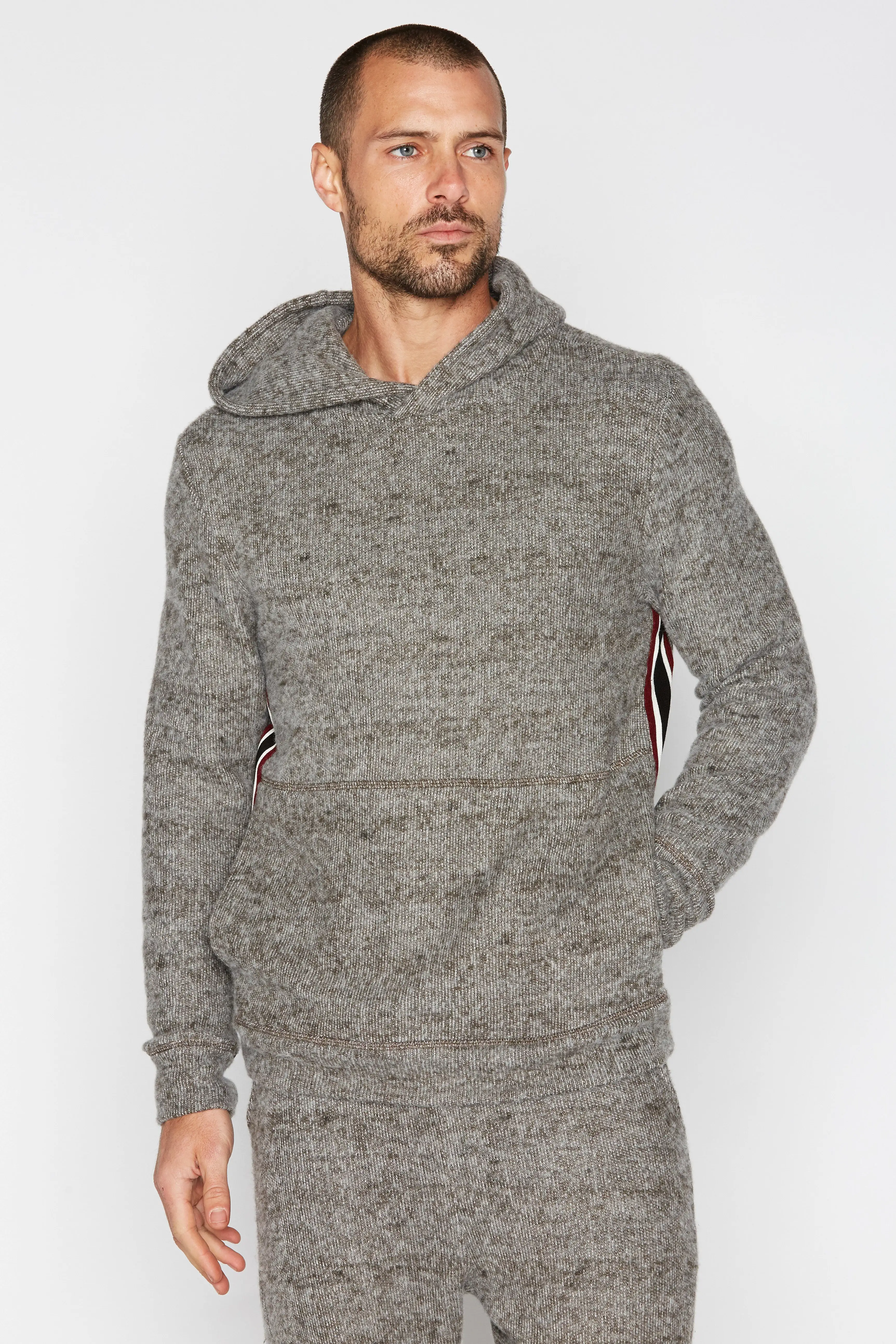 Men's Soft Knit Melange Side Stripe Hoodie