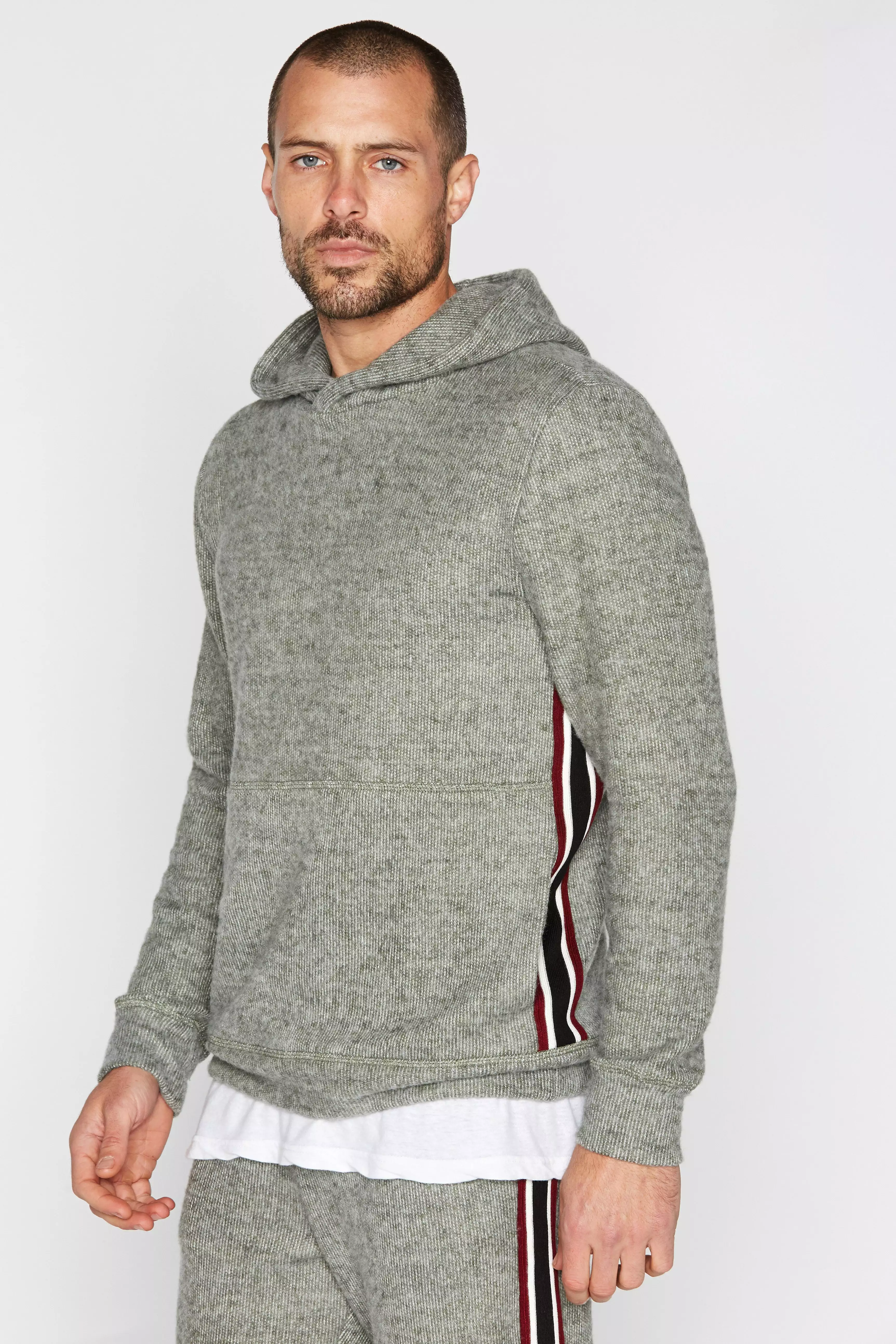 Men's Soft Knit Melange Side Stripe Hoodie