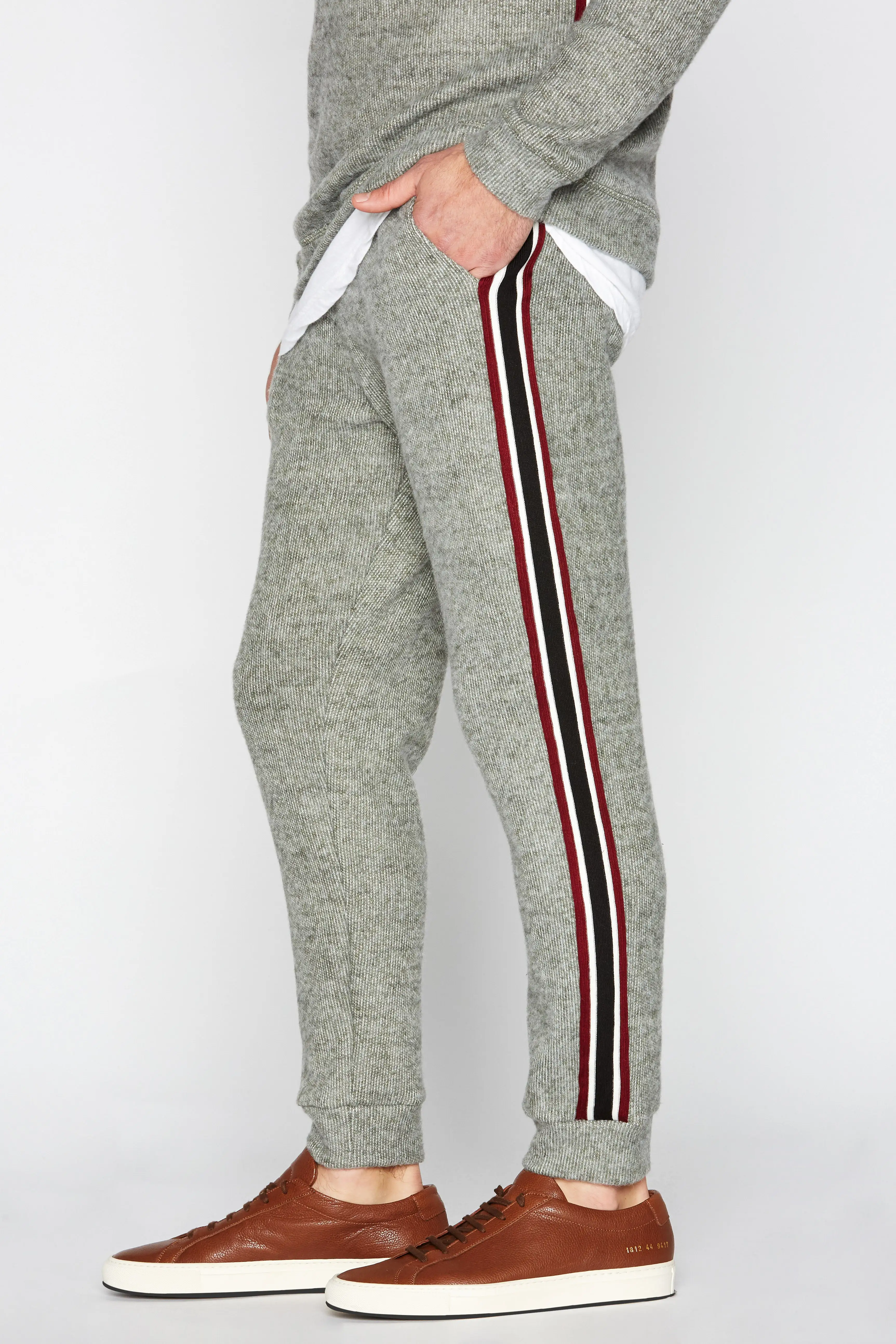 Men's Soft Knit Melange Stripe Side Pant