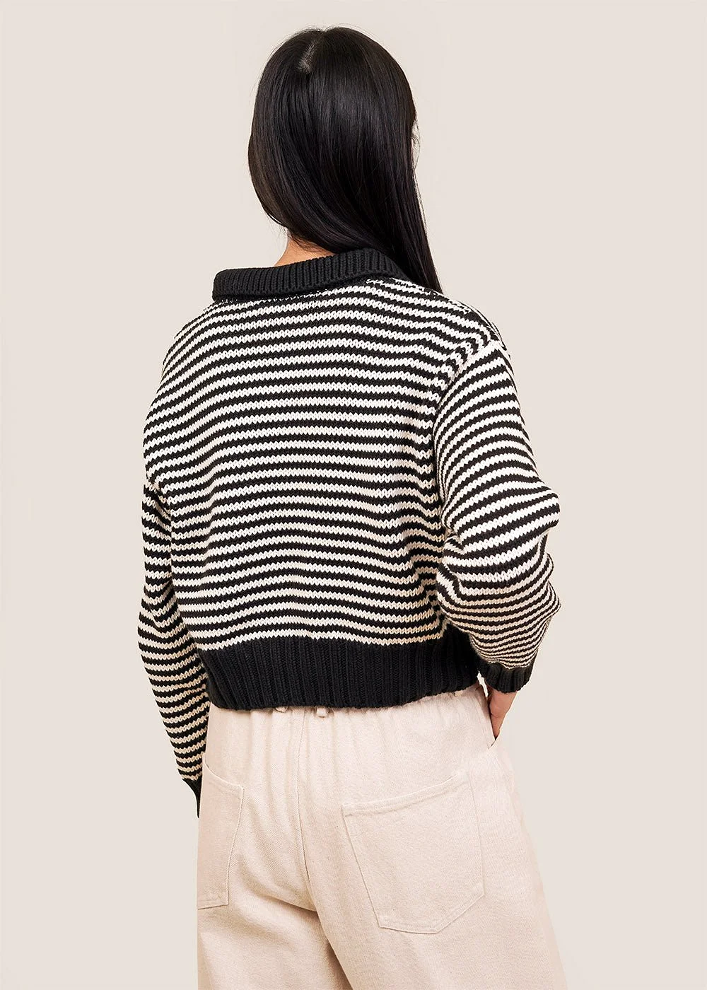 Micro Stripe Venezia Polo Sweater