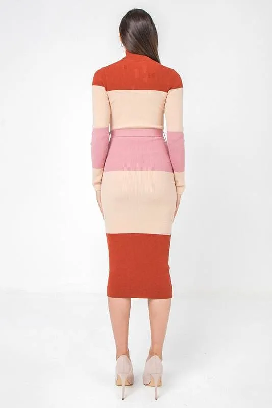 Midi Color blocked Sweater dress