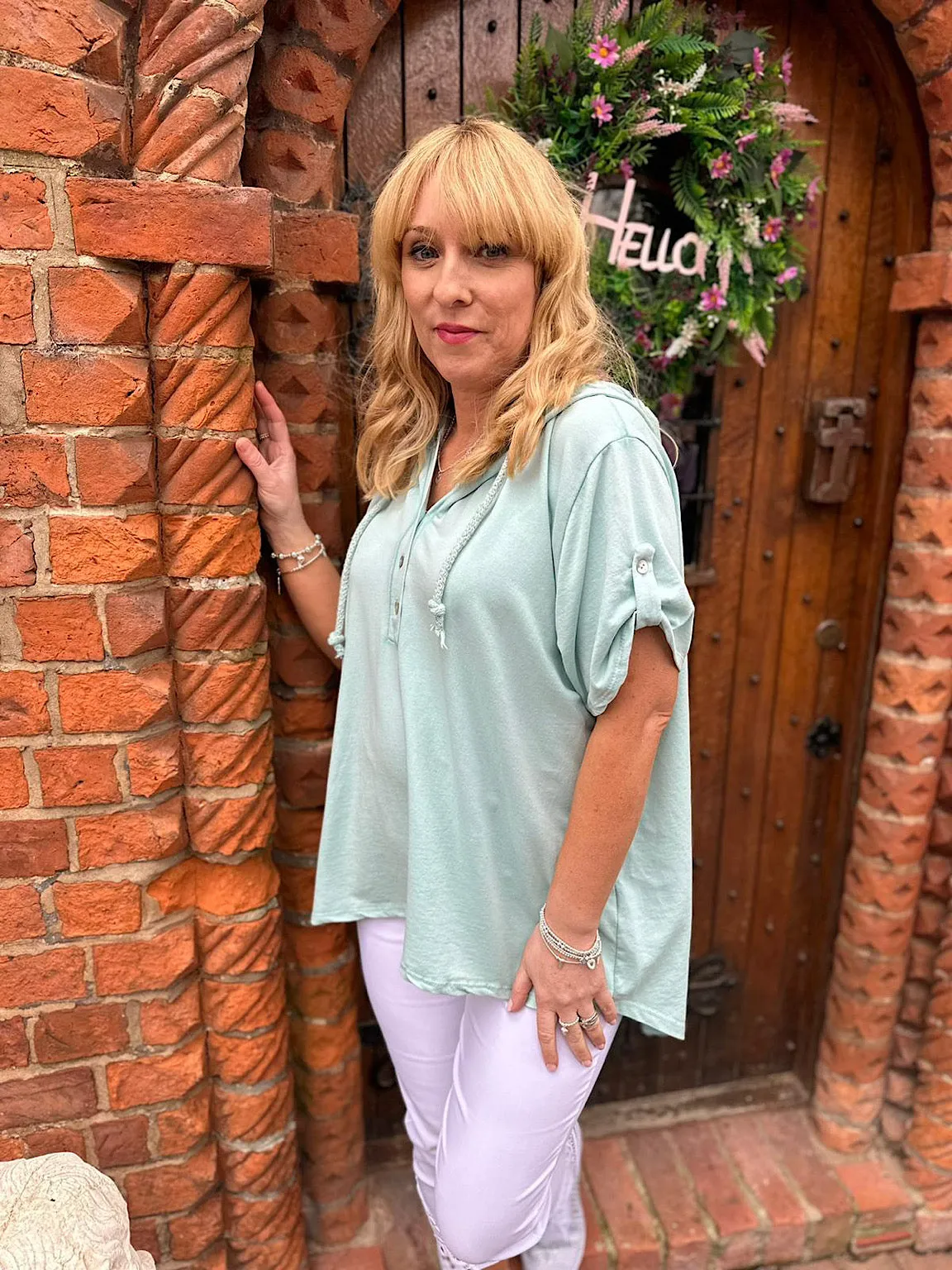 Mint Short Sleeve Hoodie Harriet