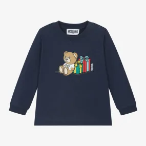 Navy Blue Cotton Teddy Bear Baby Top