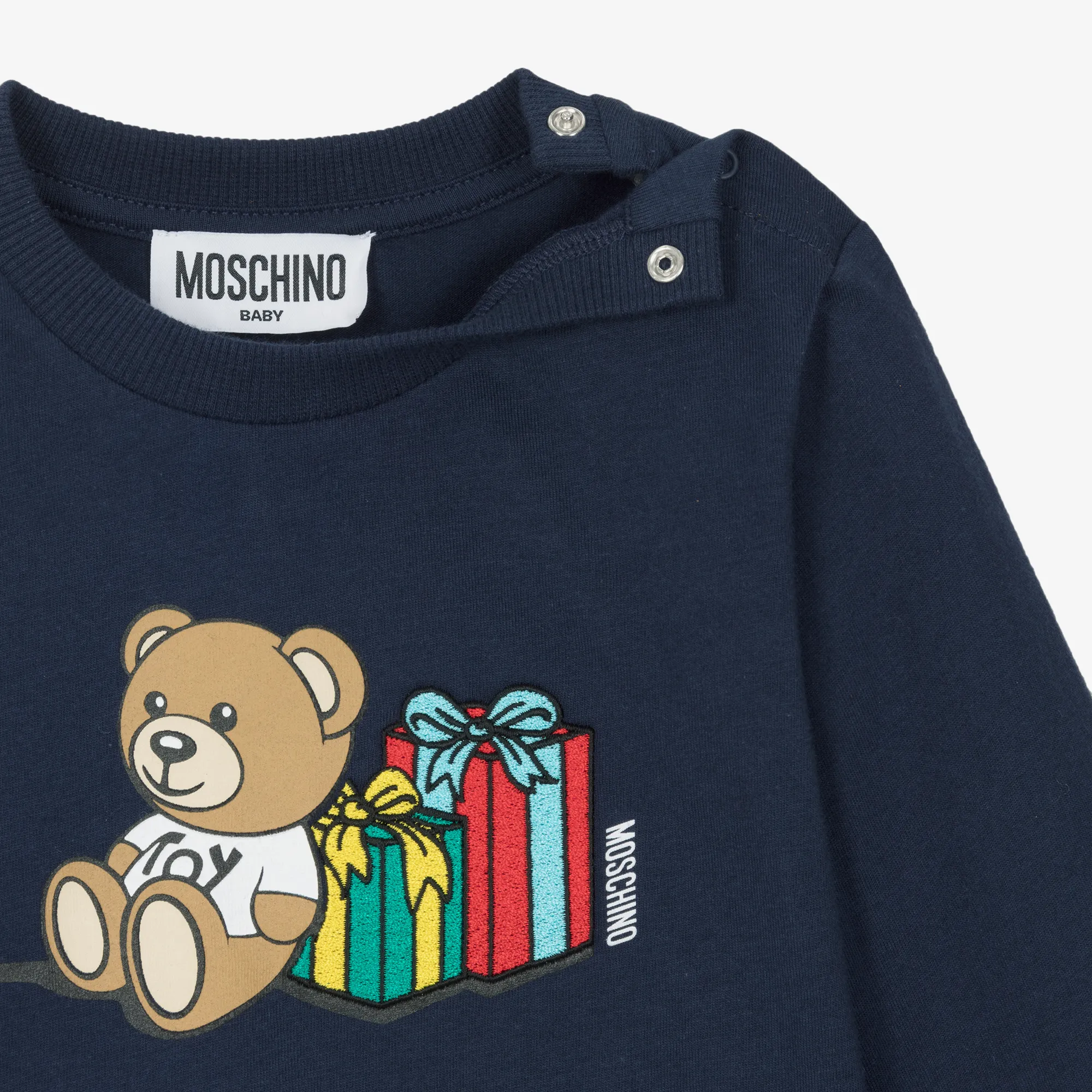 Navy Blue Cotton Teddy Bear Baby Top