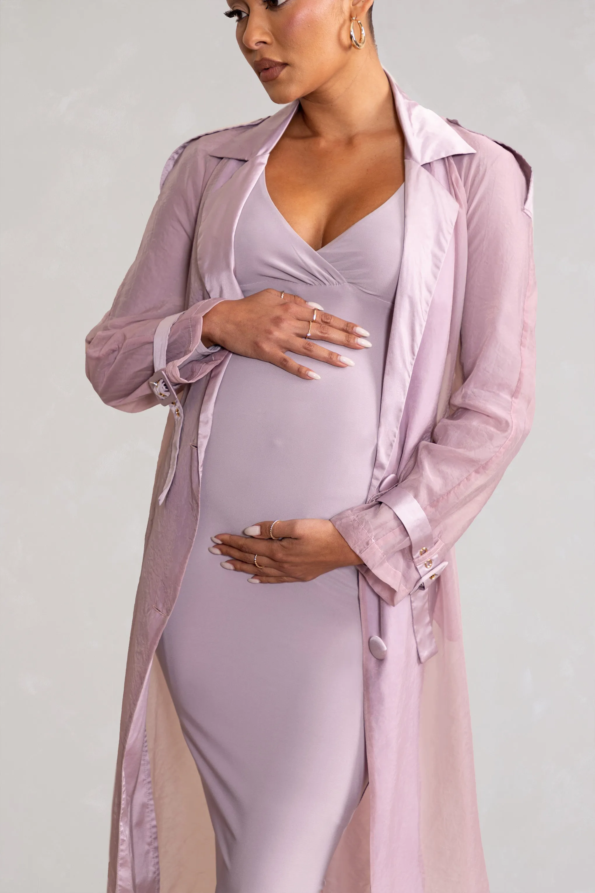 No Compromise | Taupe Maternity Belted Trench Coat