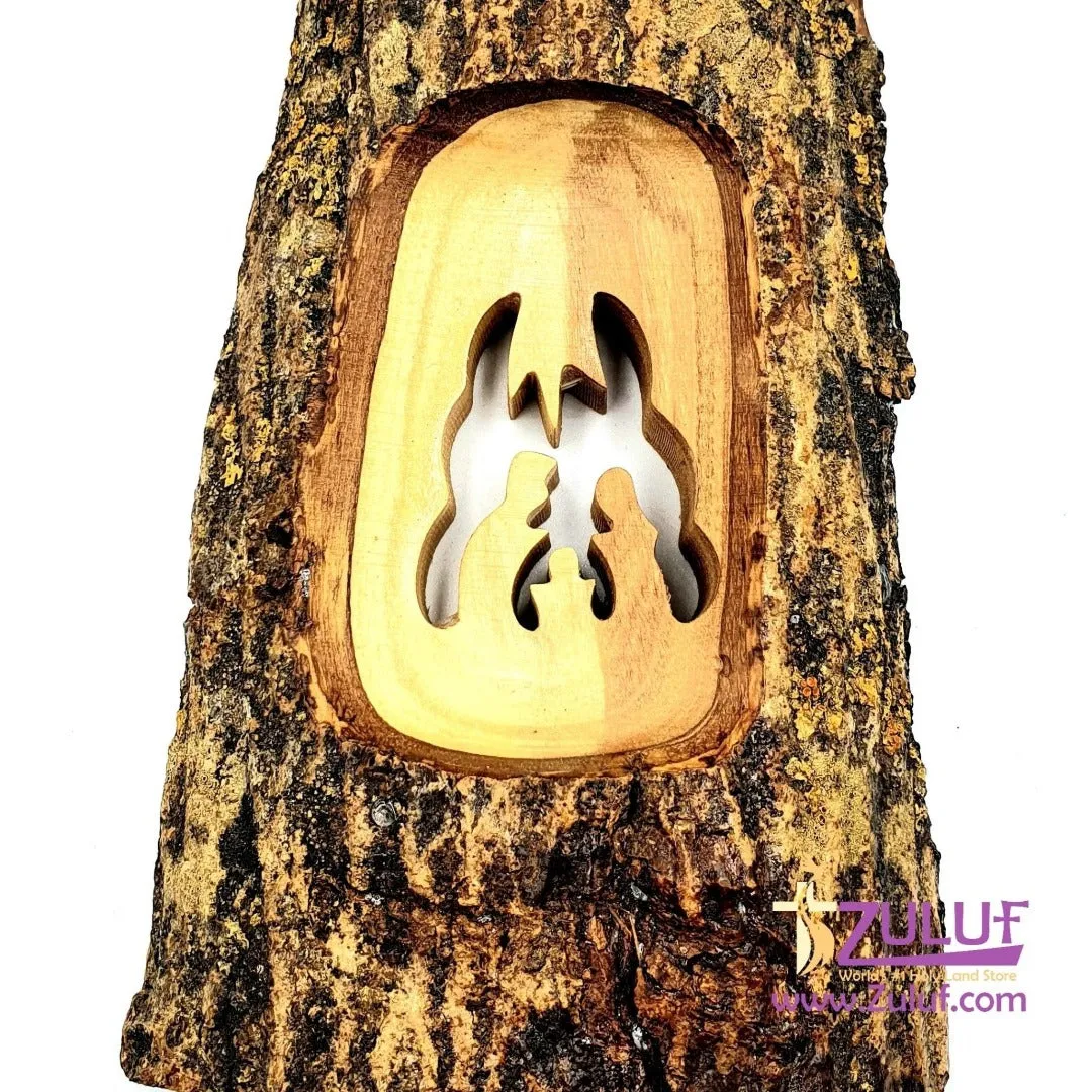 Olive Wood Natural Bark Décor Christmas Gift holy family Olive Wood Product with Zuluf Certificate