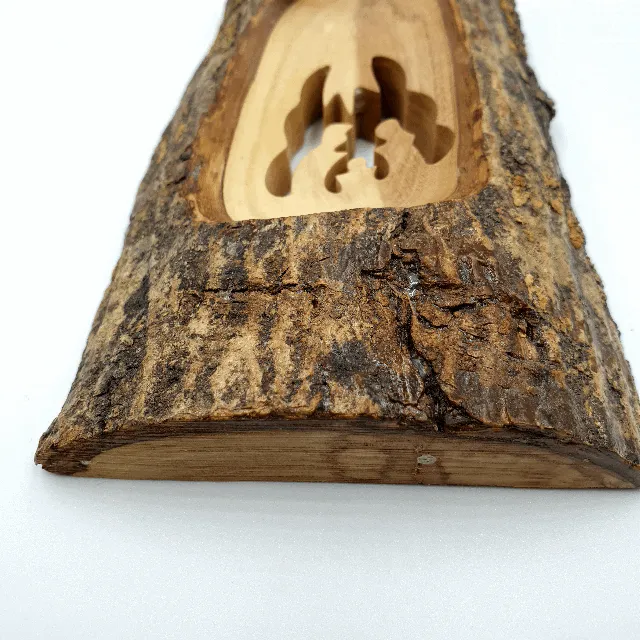 Olive Wood Natural Bark Décor Christmas Gift holy family Olive Wood Product with Zuluf Certificate