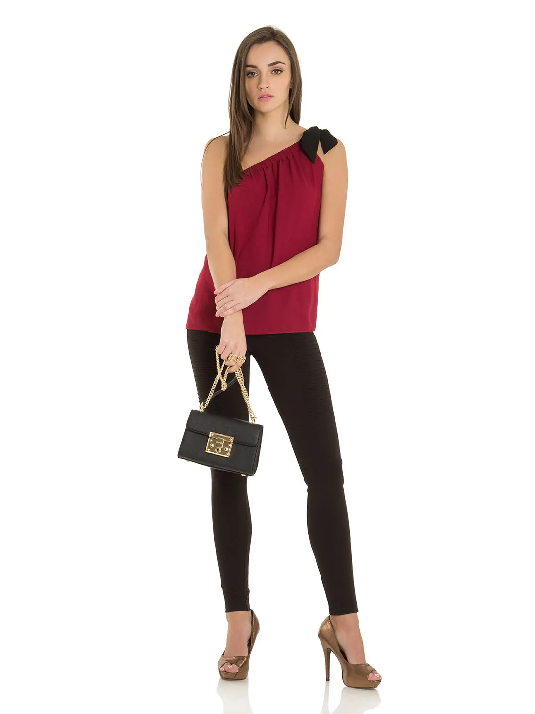 One Shoulder Top With Tie Detail