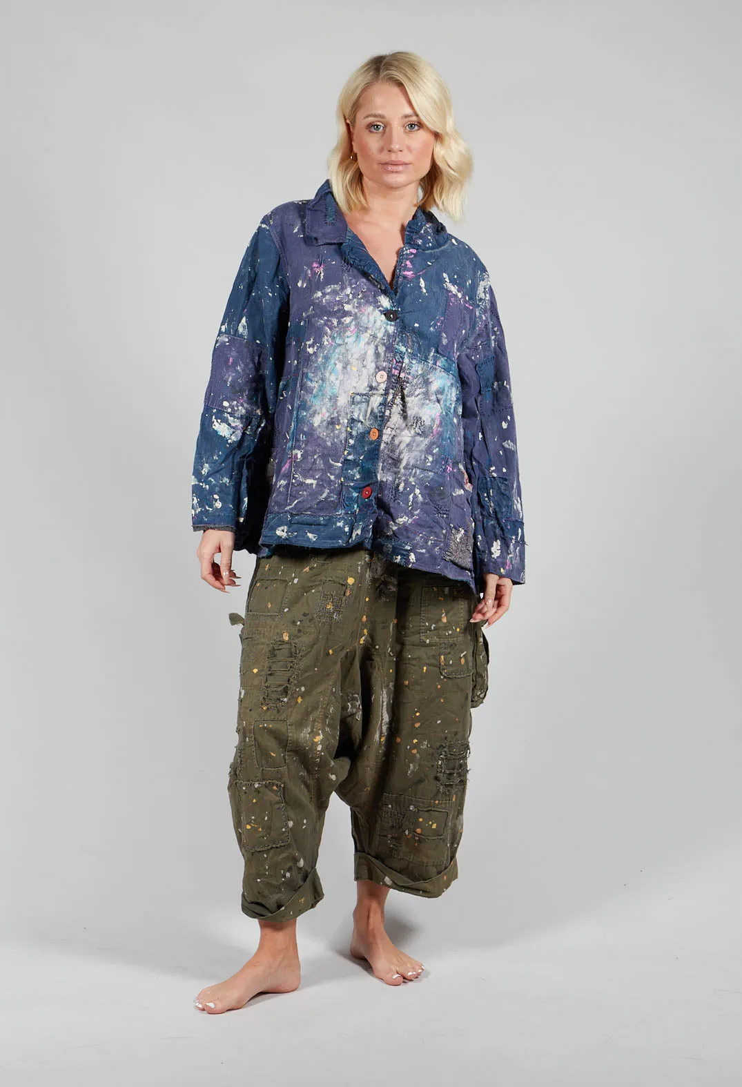 Paint Splatter Crop Tancy Coat in Workwear