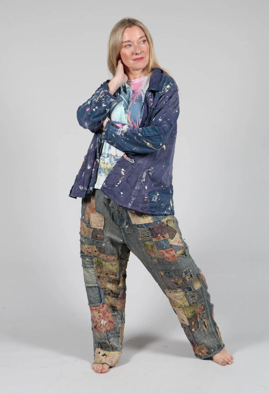 Paint Splatter Crop Tancy Coat in Workwear