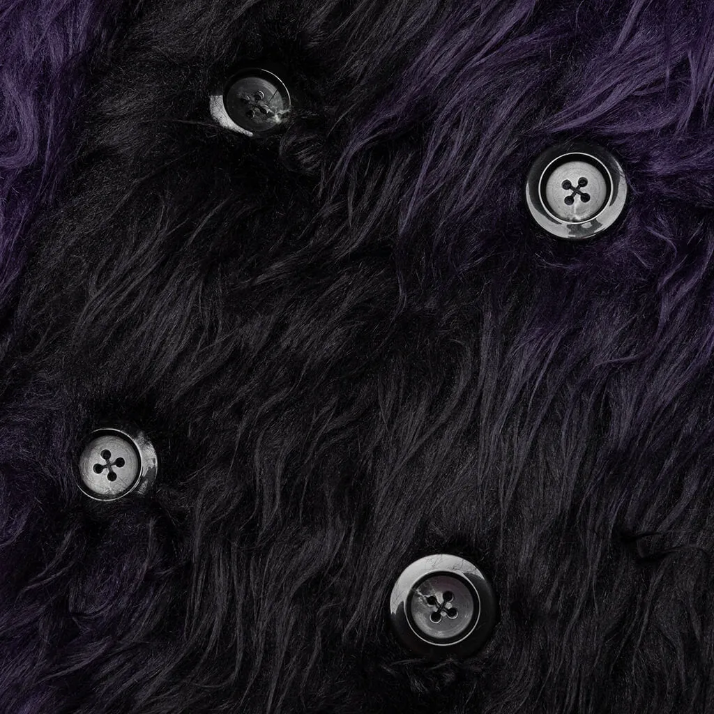 Pea Coat Acrylic Fur/Blurred Dot - Black