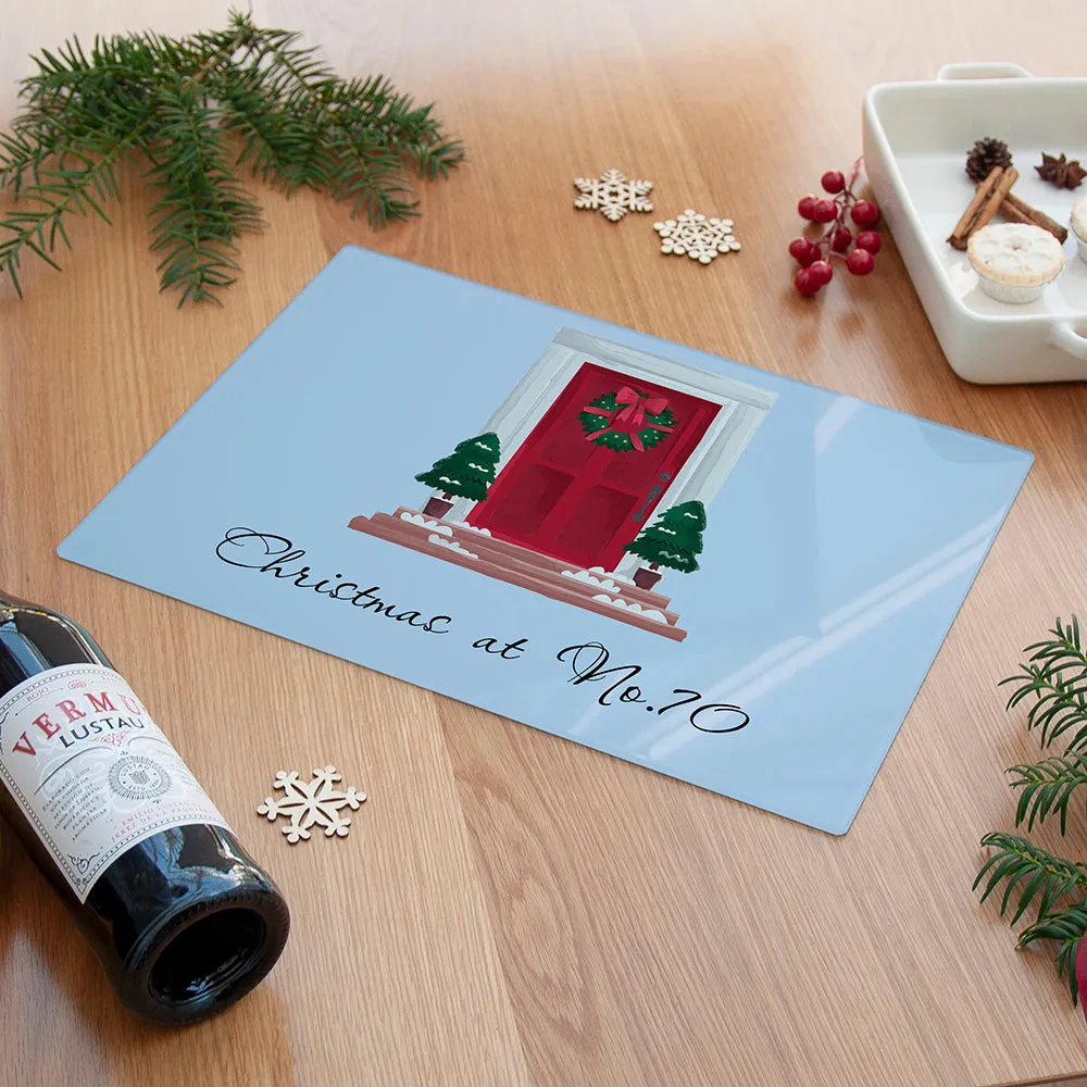 Personalised Christmas Door Number Rectangular Chopping Board