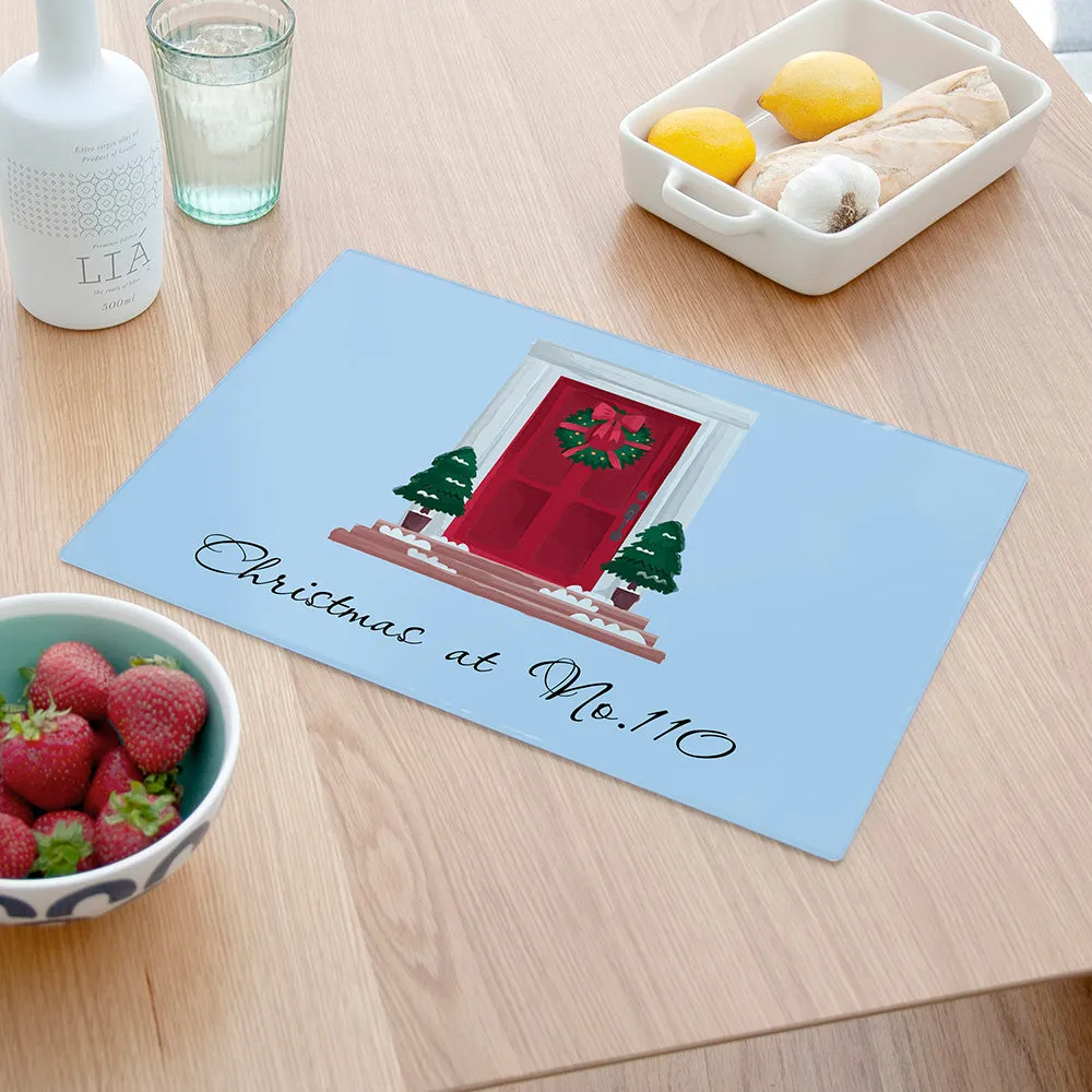 Personalised Christmas Door Number Rectangular Chopping Board