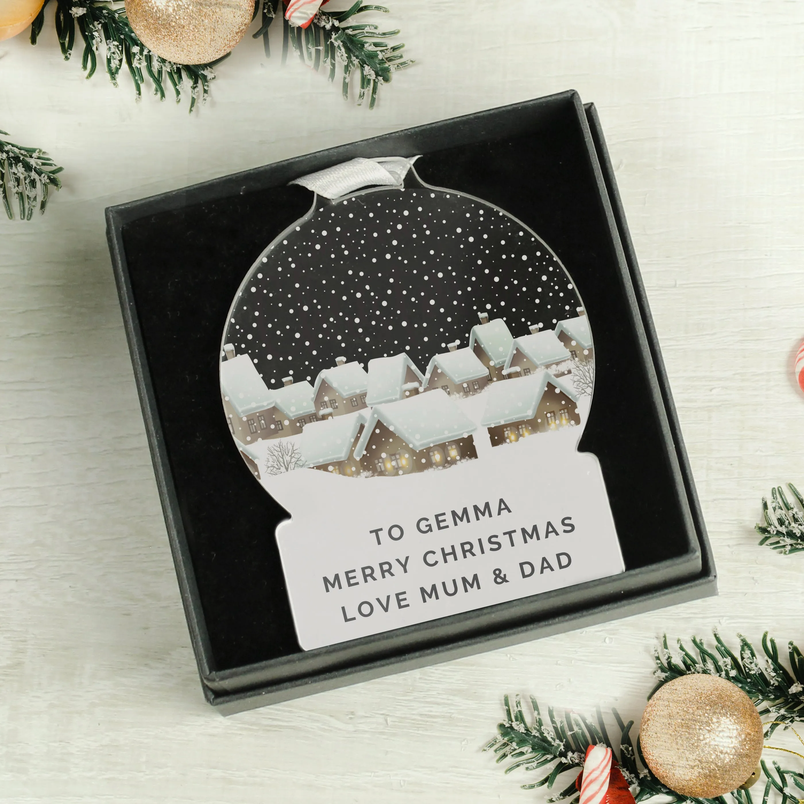 Personalised Christmas Home Acrylic Snowglobe Decoration