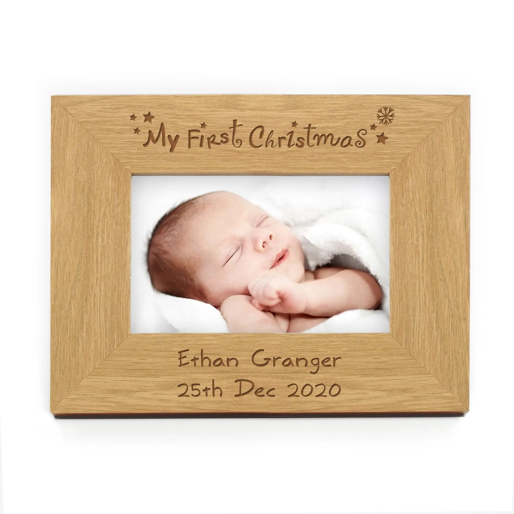 Personalised Oak Finish 6x4 My First Christmas Photo Frame