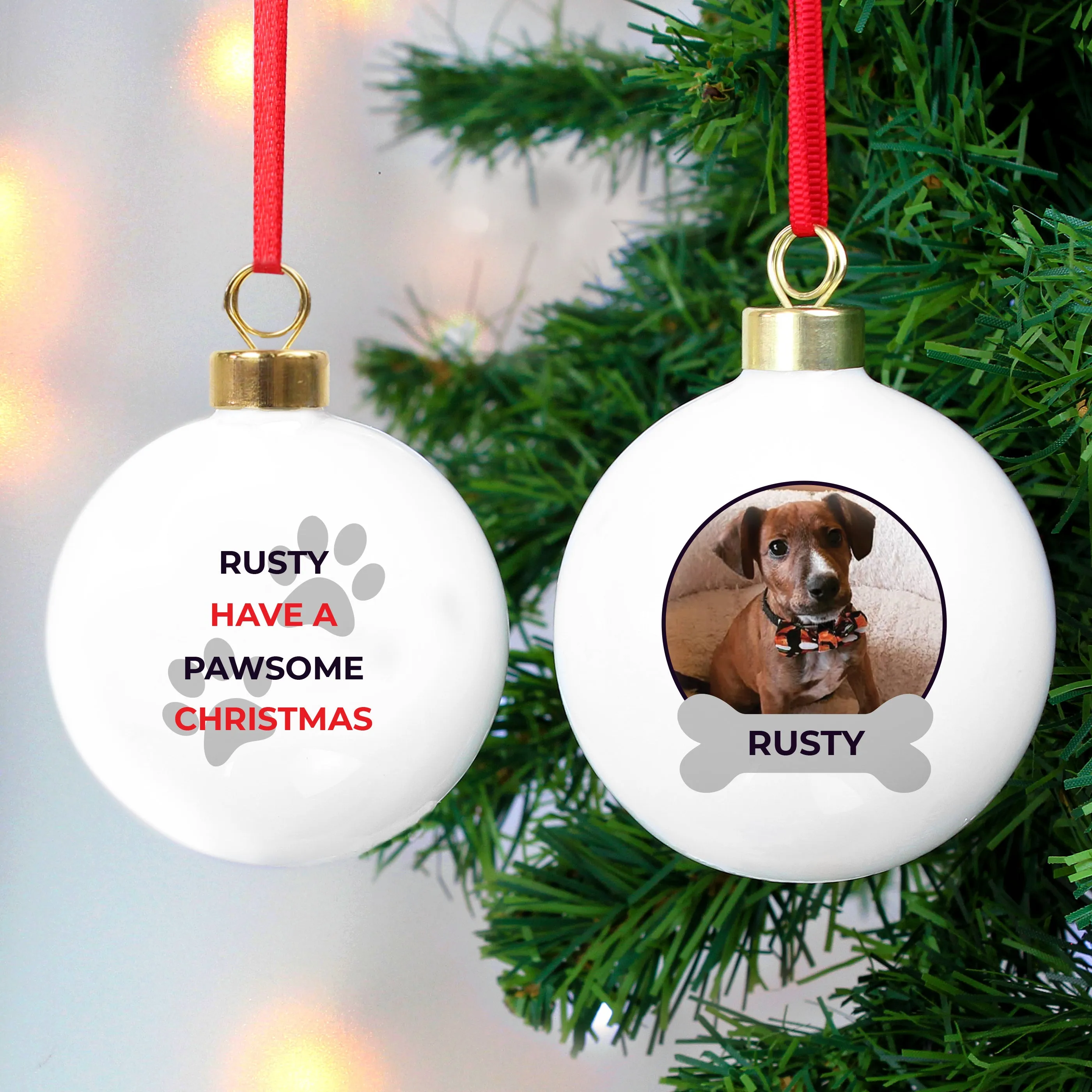 Personalised Pawsome Photo Upload Bauble