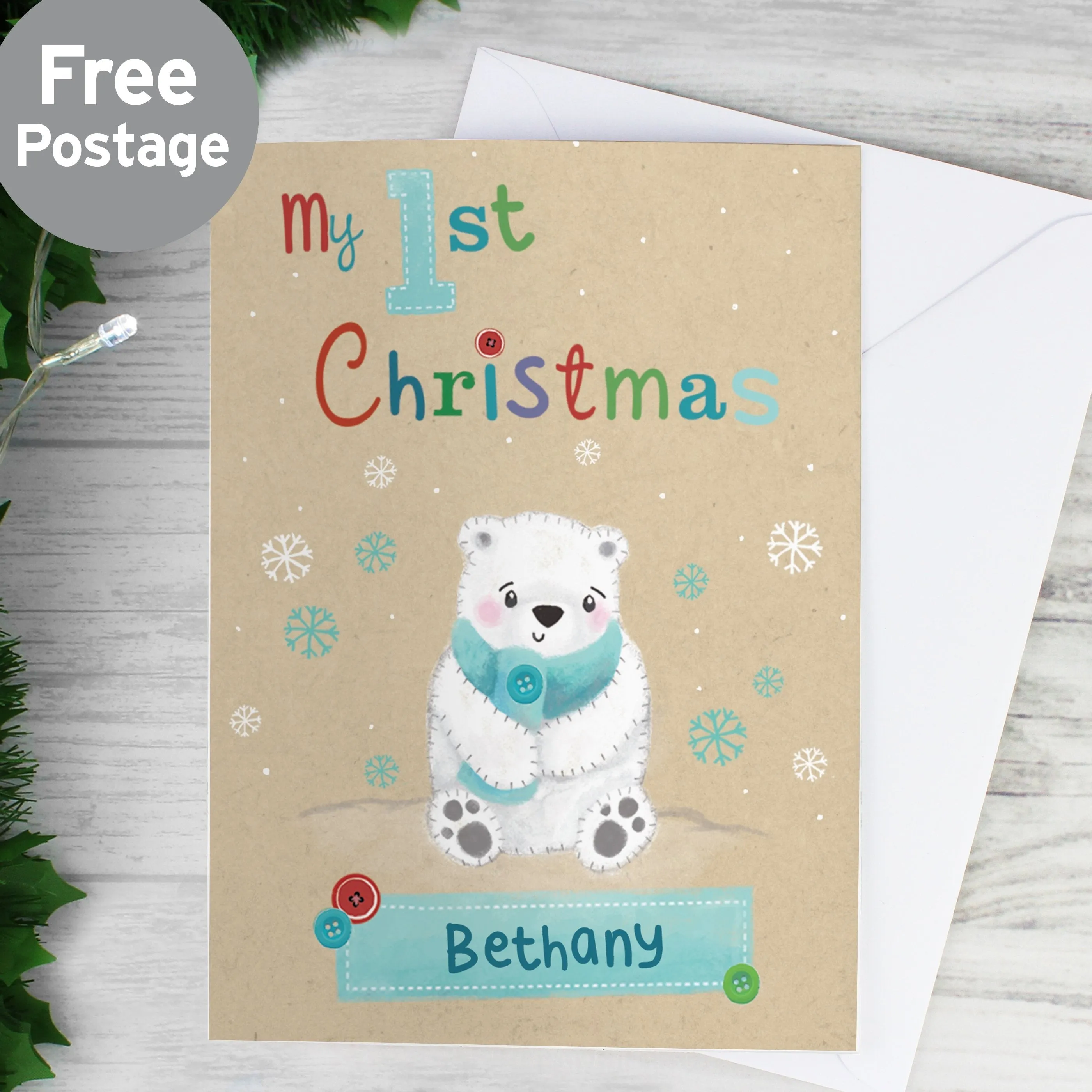 Personalised Polar Bear My 1st Christmas Card