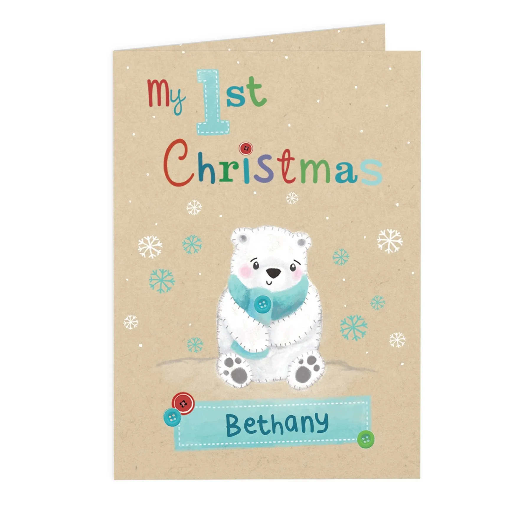 Personalised Polar Bear My 1st Christmas Card