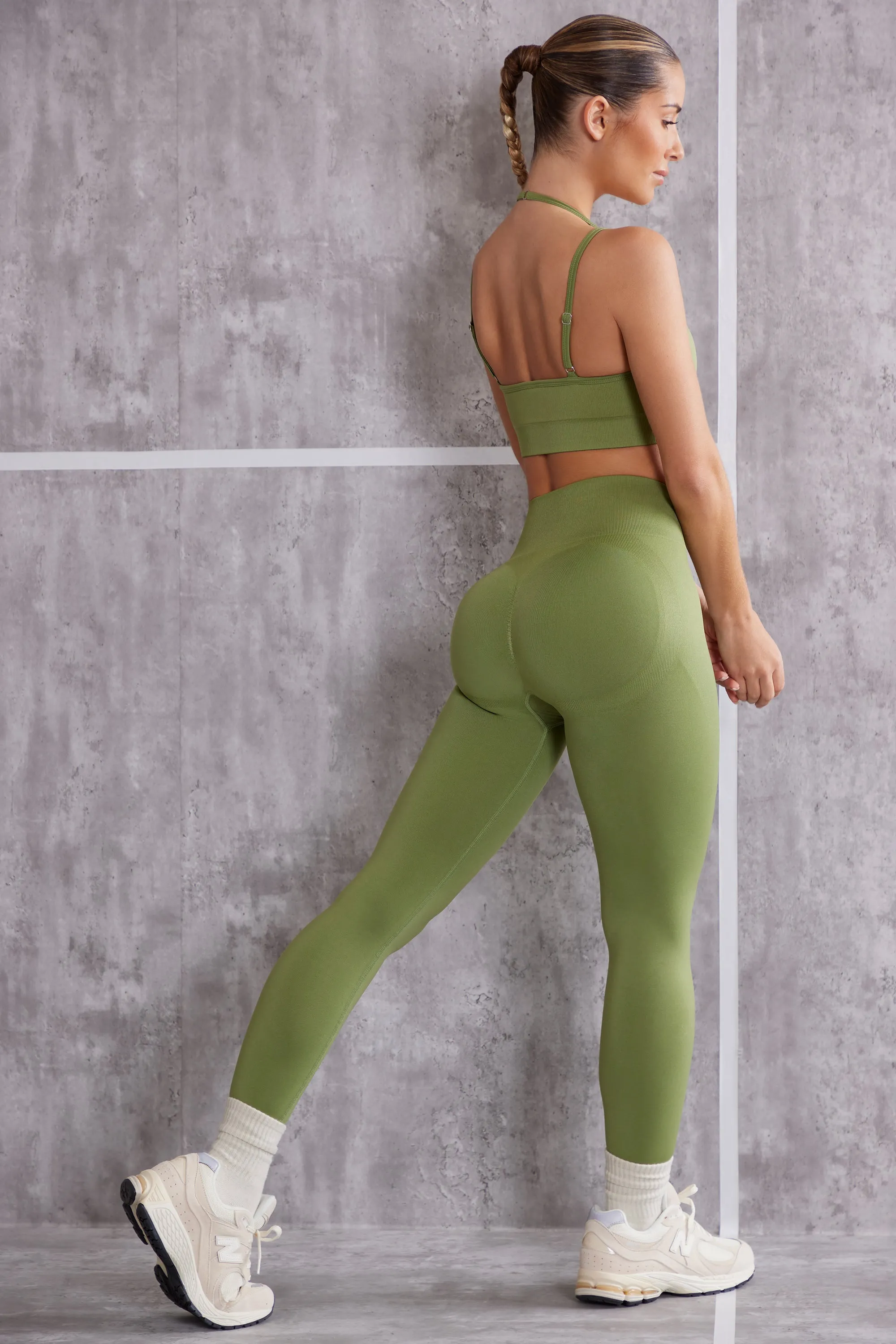 Petite High Waist Seamless Leggings in Olive