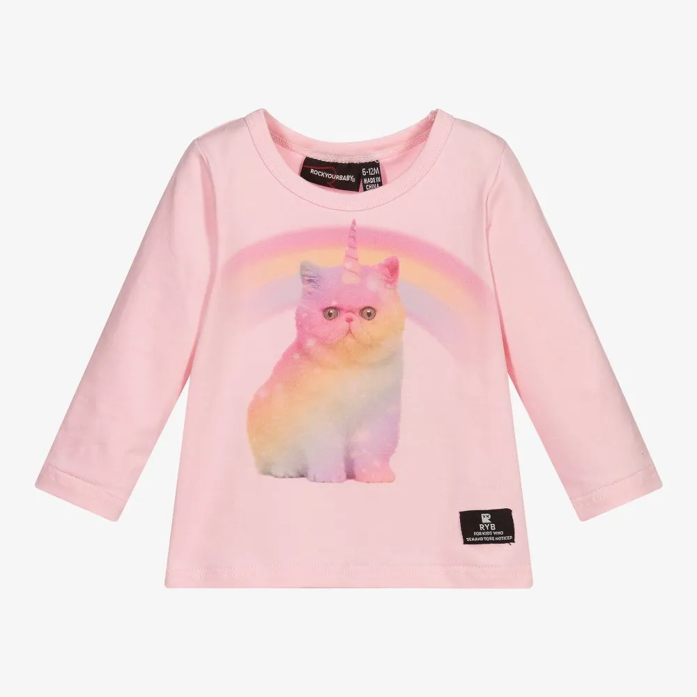 Pink Cosmic Kitten Baby Top