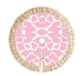 Pink Cowhide Christmas Tree Skirt