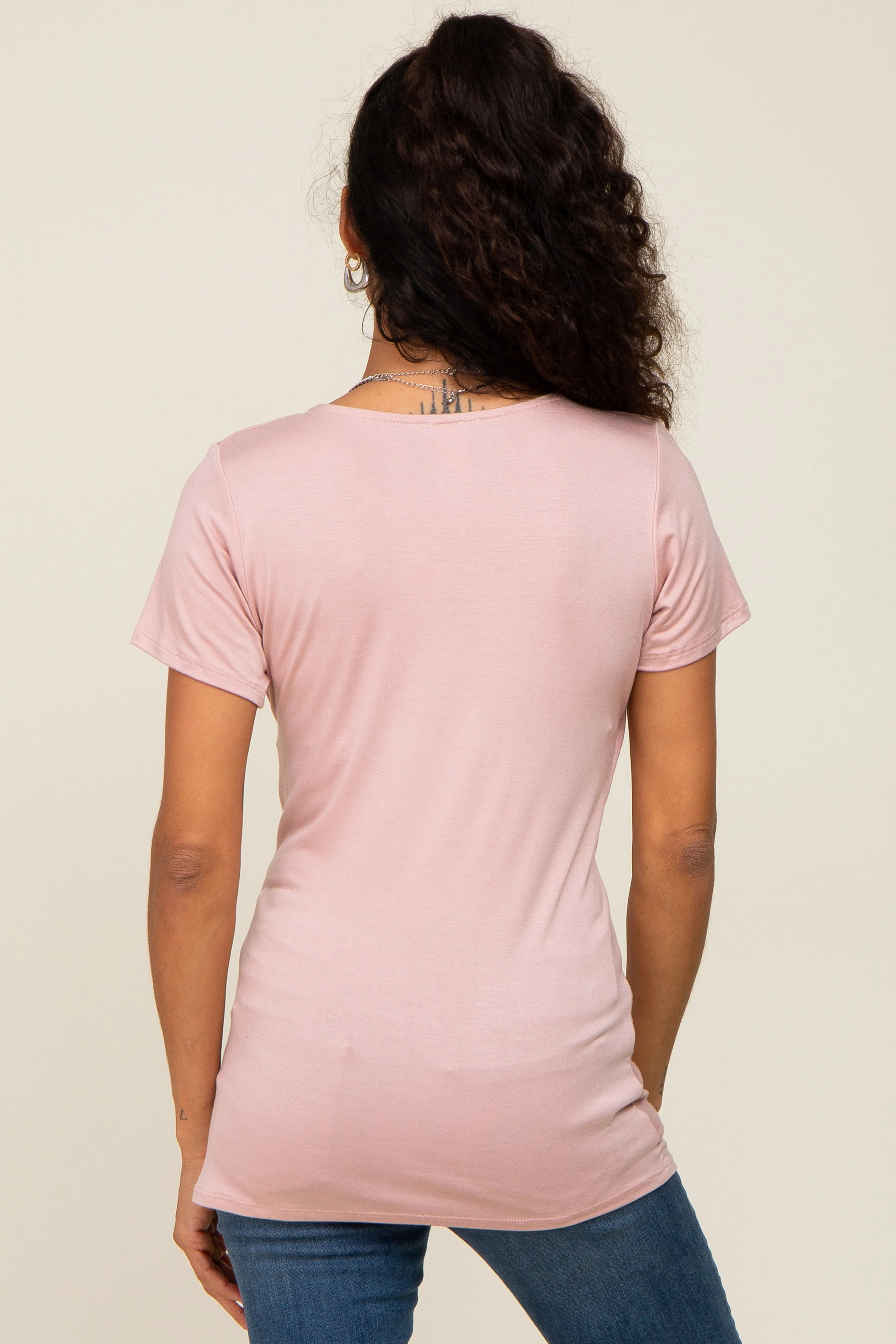 Pink Wrap Front Nursing Top