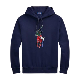 Polo Ralph Lauren The RL Fleece Plaid-Pony Hoodie (Navy)