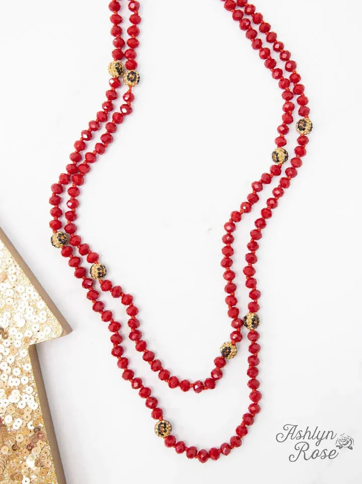 *Red & Leopard Crystal Beaded 60