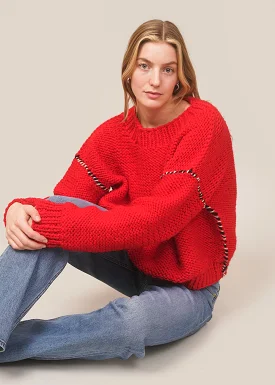 Red Deconstructed Sweater