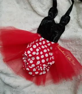 Red Minnie Mouse sequin Romper