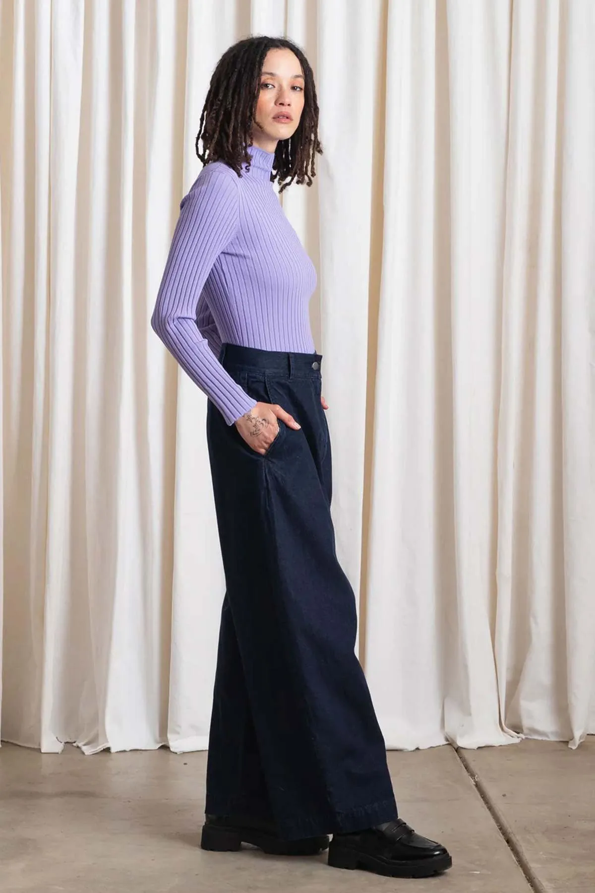 Ribbed Mock Sweater - Lilac