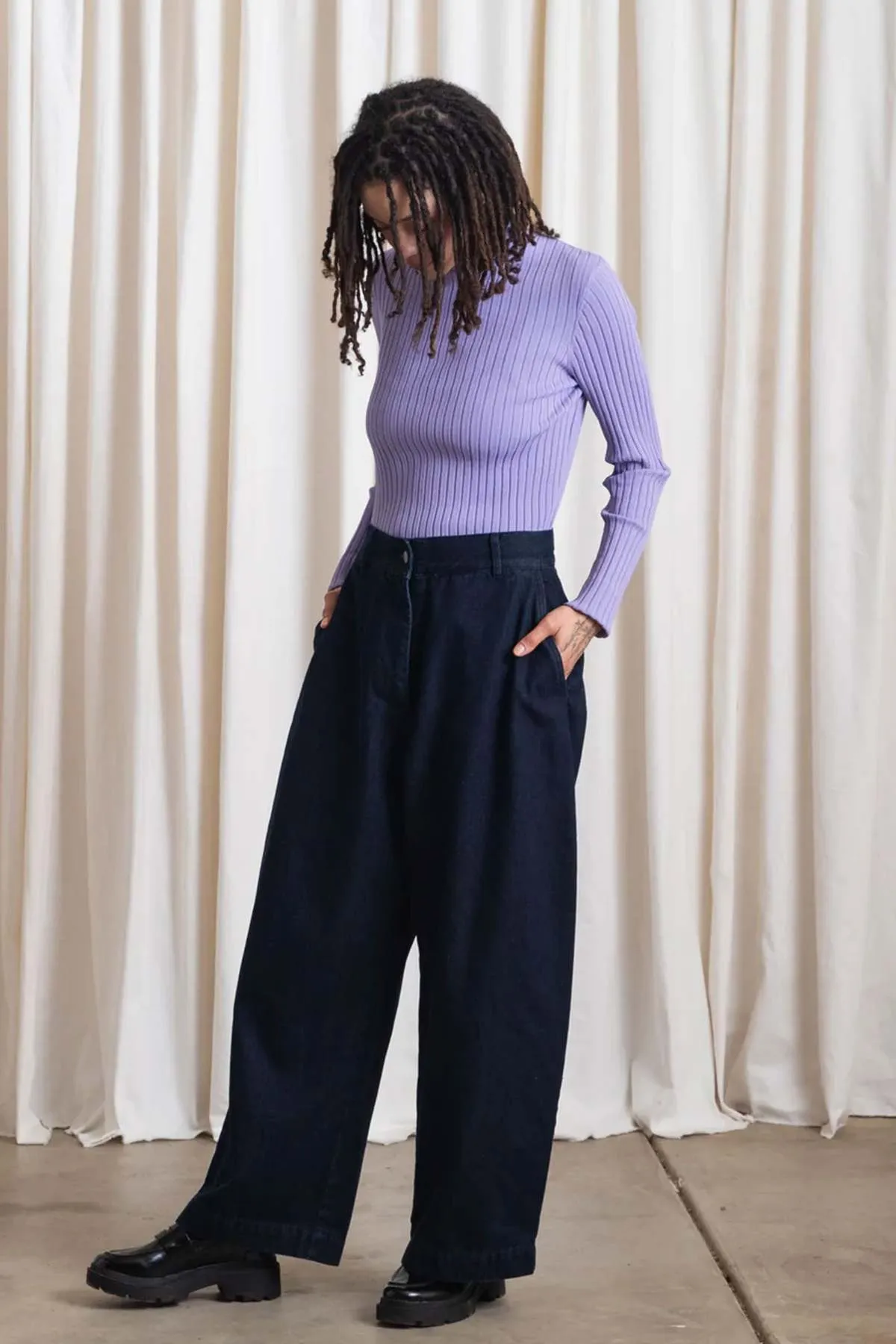 Ribbed Mock Sweater - Lilac