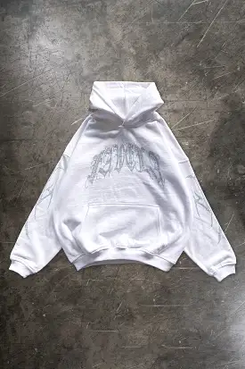 RIBCAGE RHINESTONE WHITE HOODIE