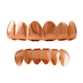 Rose Gold Shiny Grillz Top Bottom Set