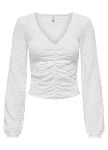 ’Mai’ Ruched Textured V-Neck Top by Only | Look Again