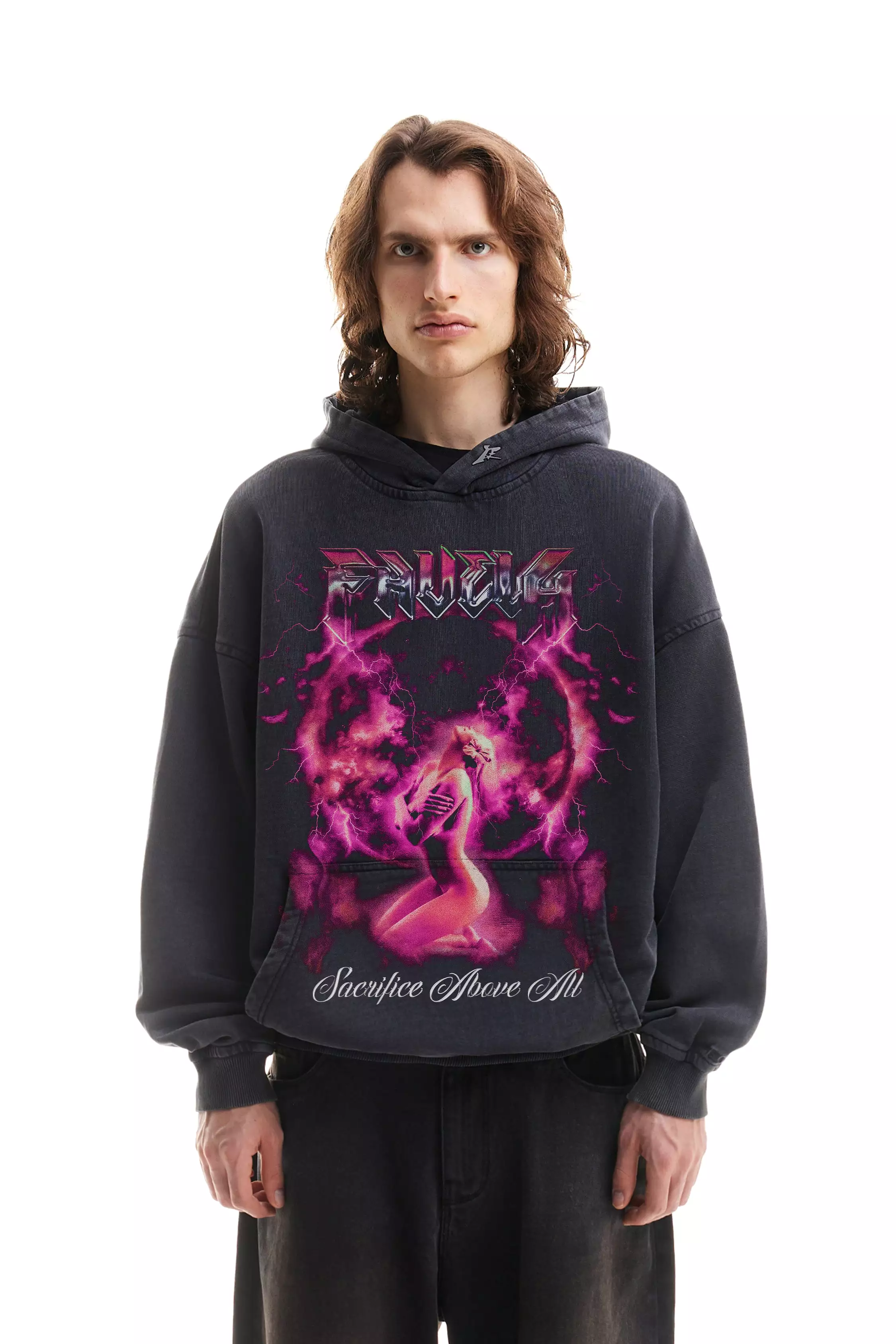 SACRIFICE BLACK WASHED HOODIE