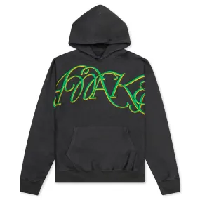 Script Oversized Embroidered Hoodie - Charcoal