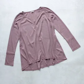 SH Thermal Long Sleeve V-Neck Top in Dusty Pink