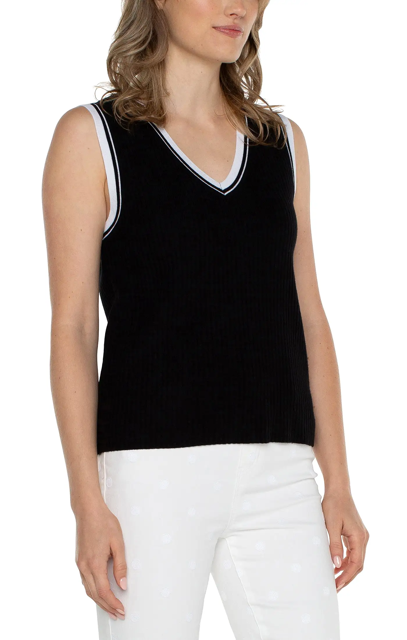 Sleeveless V-Neck Light Weight Sweater-Liverpool