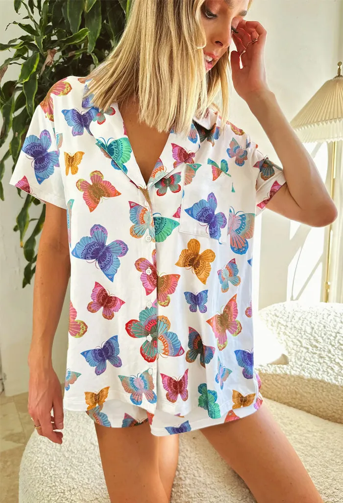 Sunday Morning PJ Set-Rainbow Butterflies