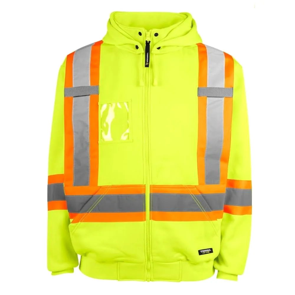 Terra Hi-Viz Polyester Fleece Work Hoodie 116506YL - Yellow