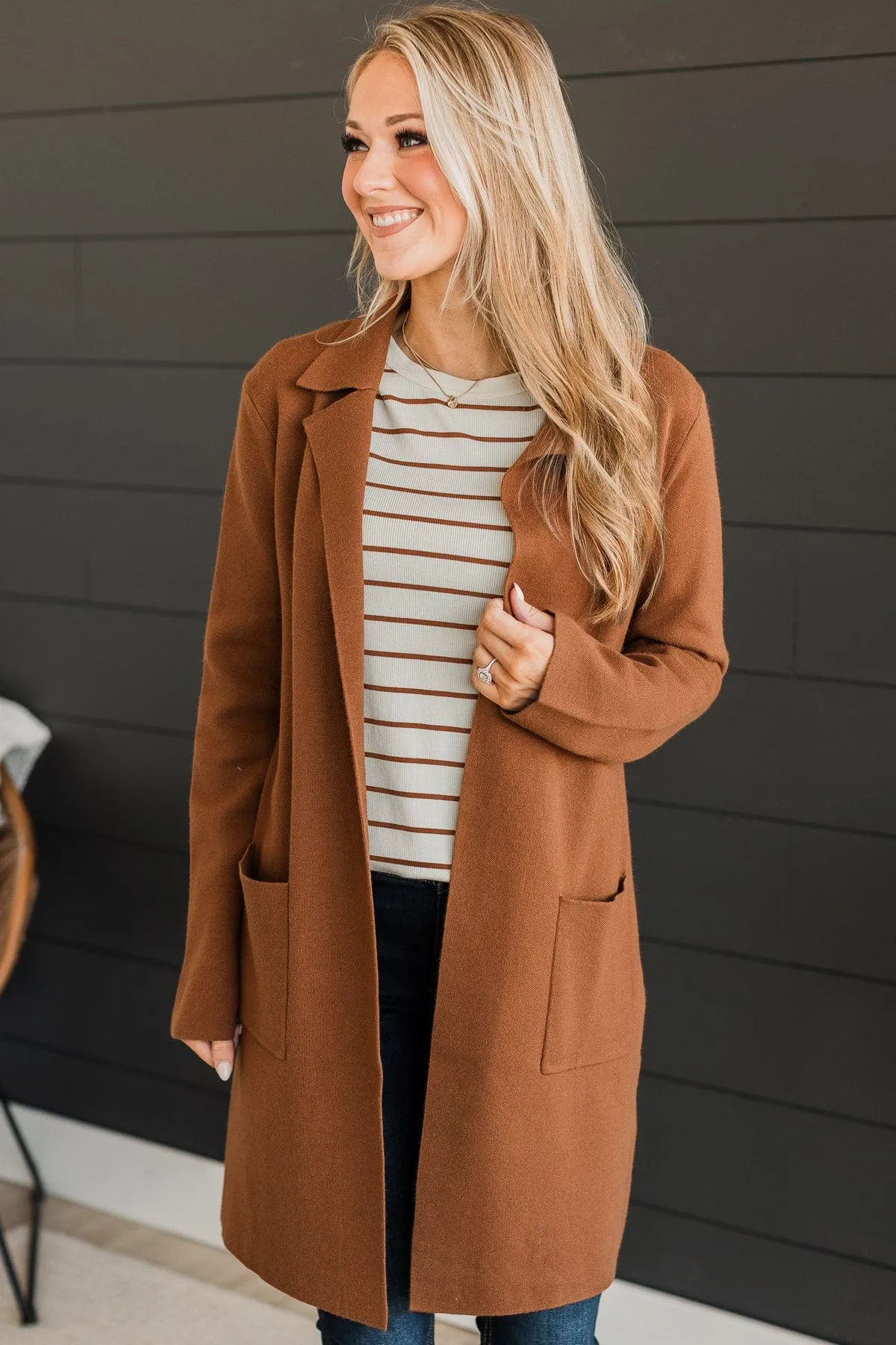 This Time Around Knit Trench Coat- Toffee