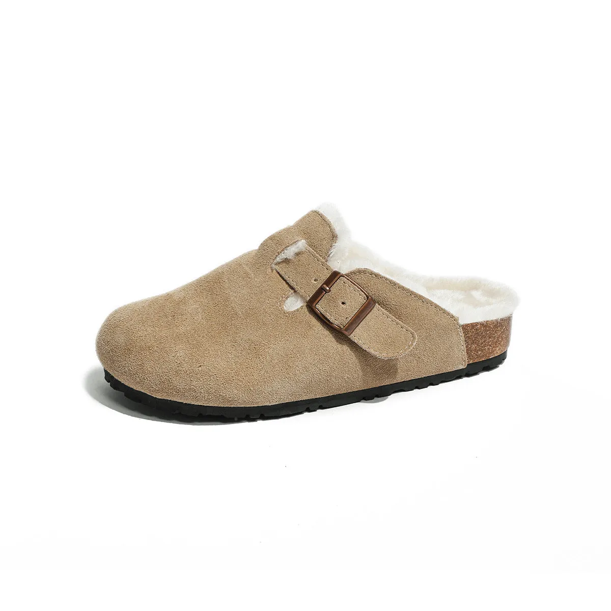 Tiosebon  Leather Boken Fuzzy Slippers