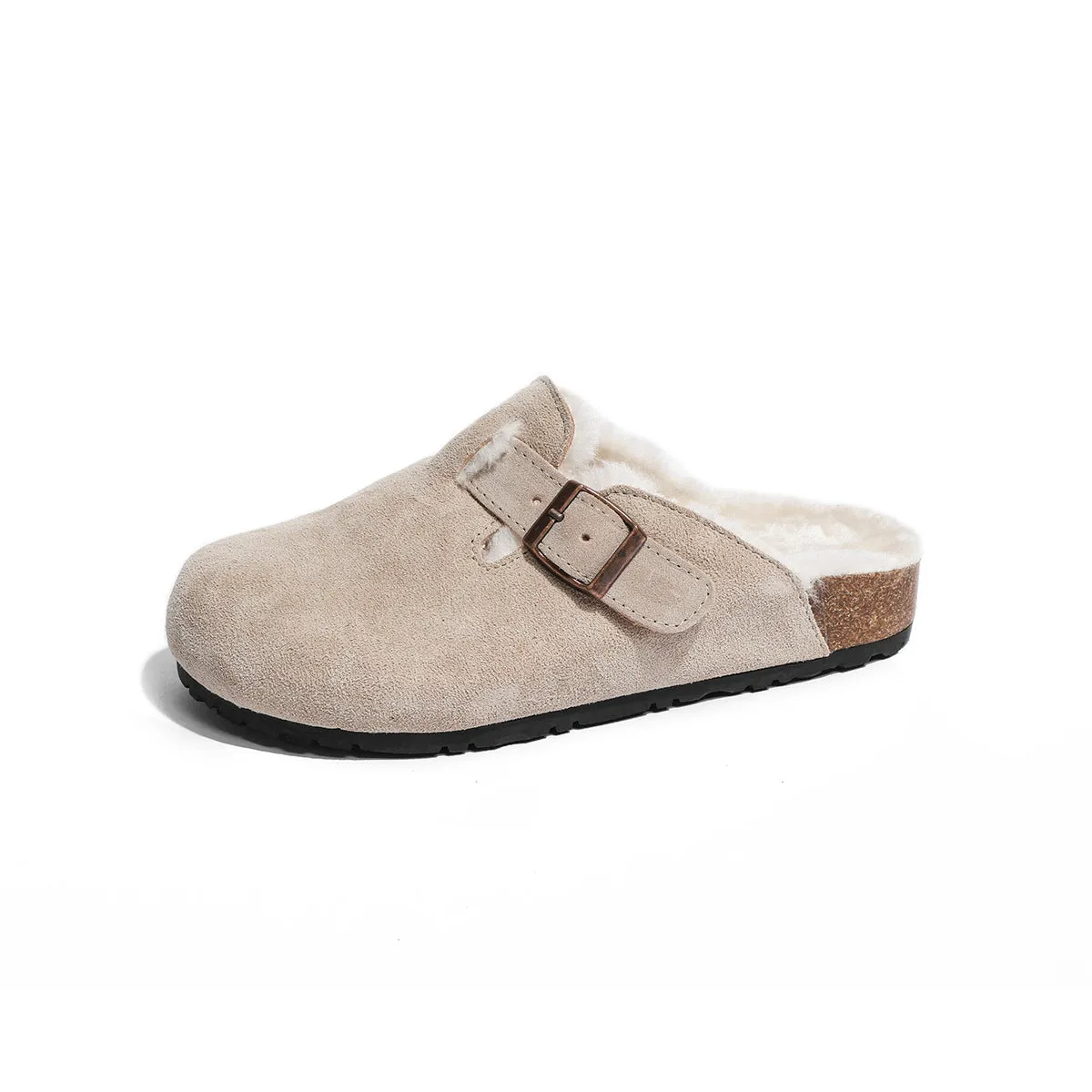 Tiosebon  Leather Boken Fuzzy Slippers