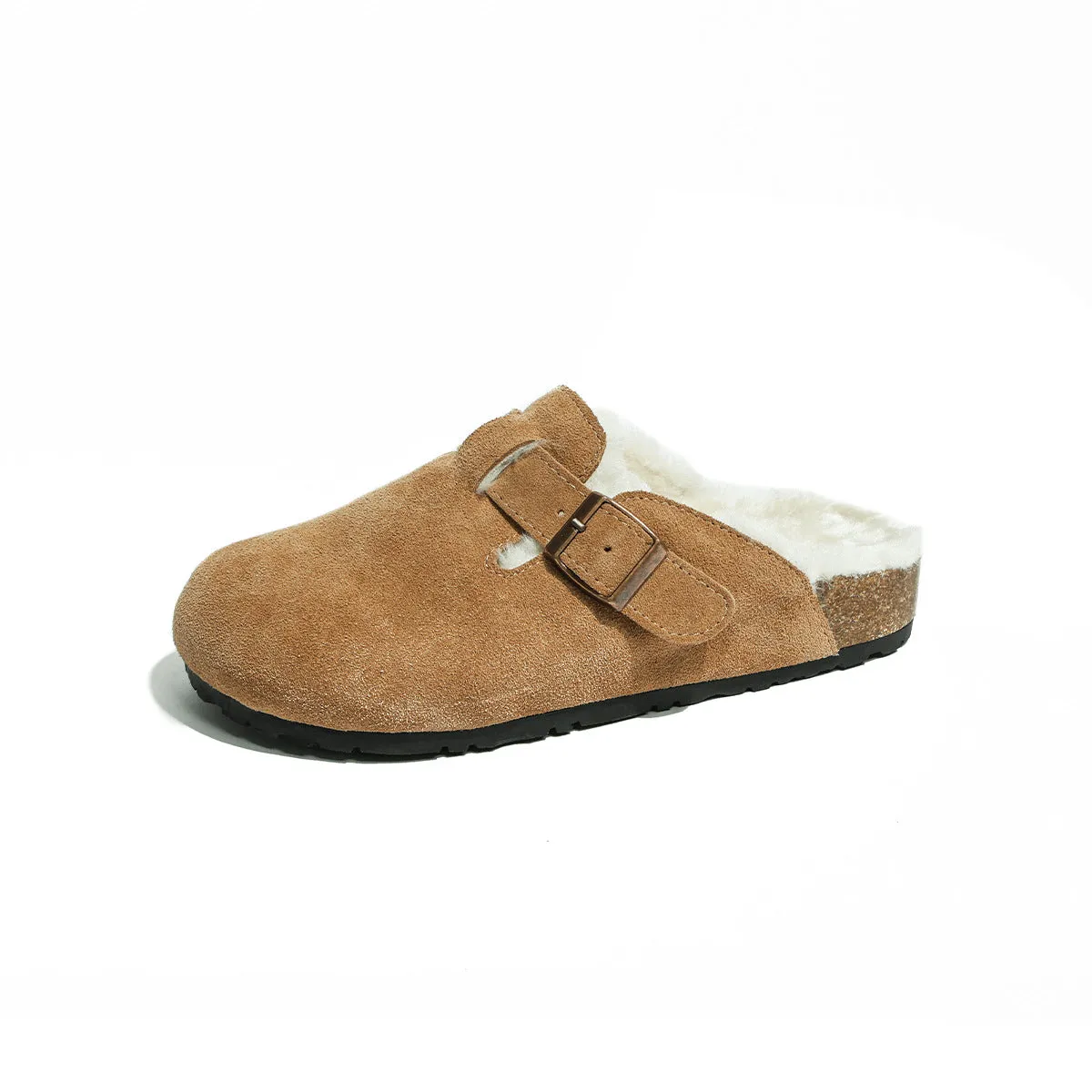 Tiosebon  Leather Boken Fuzzy Slippers